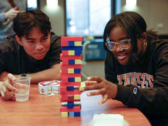Baker School students participate in an interactive game