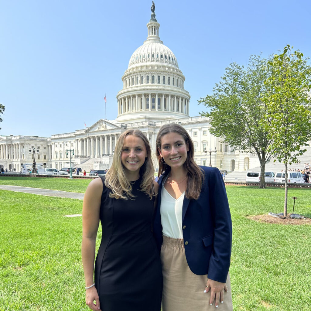 Rebecca Giles and Lucy Marret in front of the Capitol in D.C.
