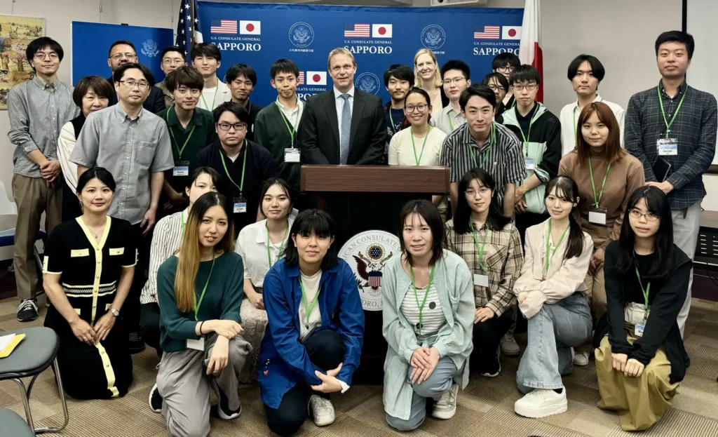 Krista Wiegand with Japanese students and faculty as part of the U.S. Japan Diplomacy Academy