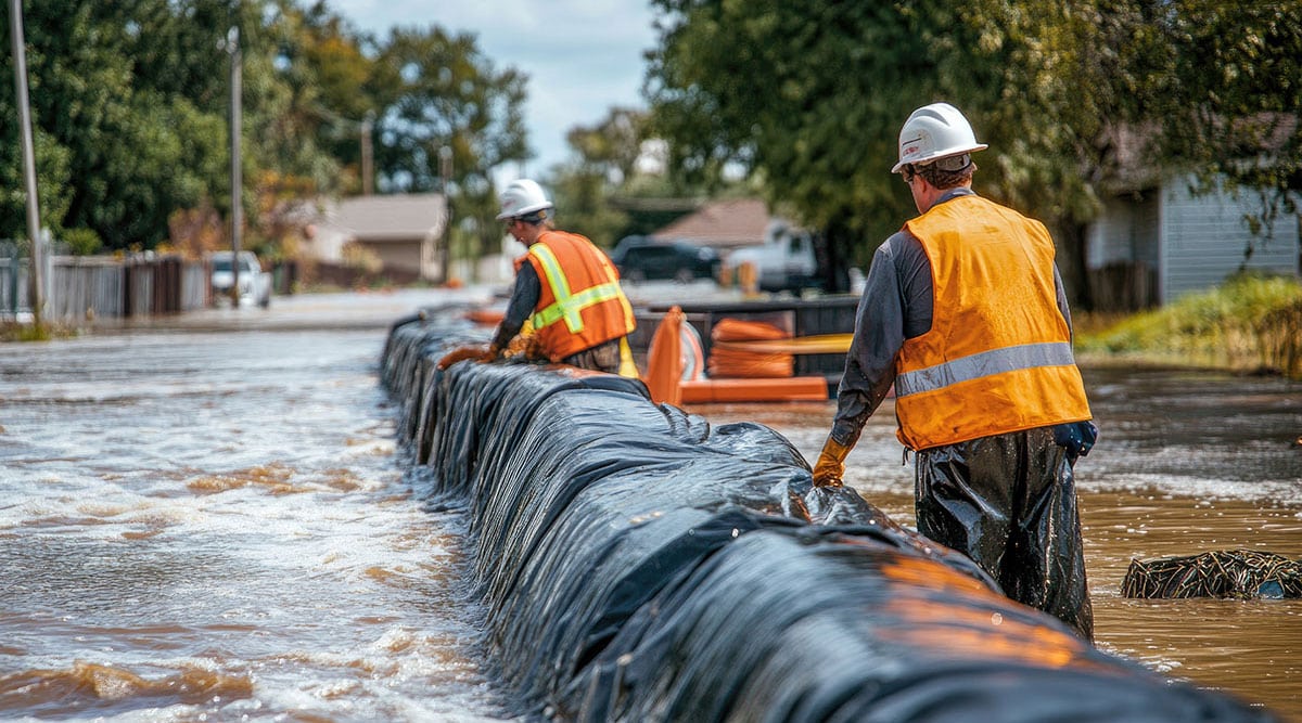 Picture of emergency workers during flooding disaster
