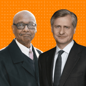 Jon Meacham and Robert Woodson featured on the cover of the "You Might Be Right" podcast hosted by Governors Bredesen and Haslam.
